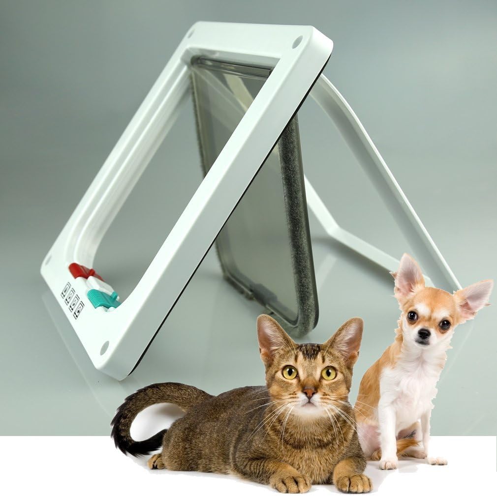 4Way Locking Indoor Outdoor Pet Door Kit for Cat and