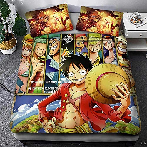 WFKLLL Parure De Lit One Piece avec Housse De Couette, 1 Et 2 Personnes Parure De Lit Anime, Drap De Lit pour Enfants, Garçons, Filles (Style D,140 x 200 cm)