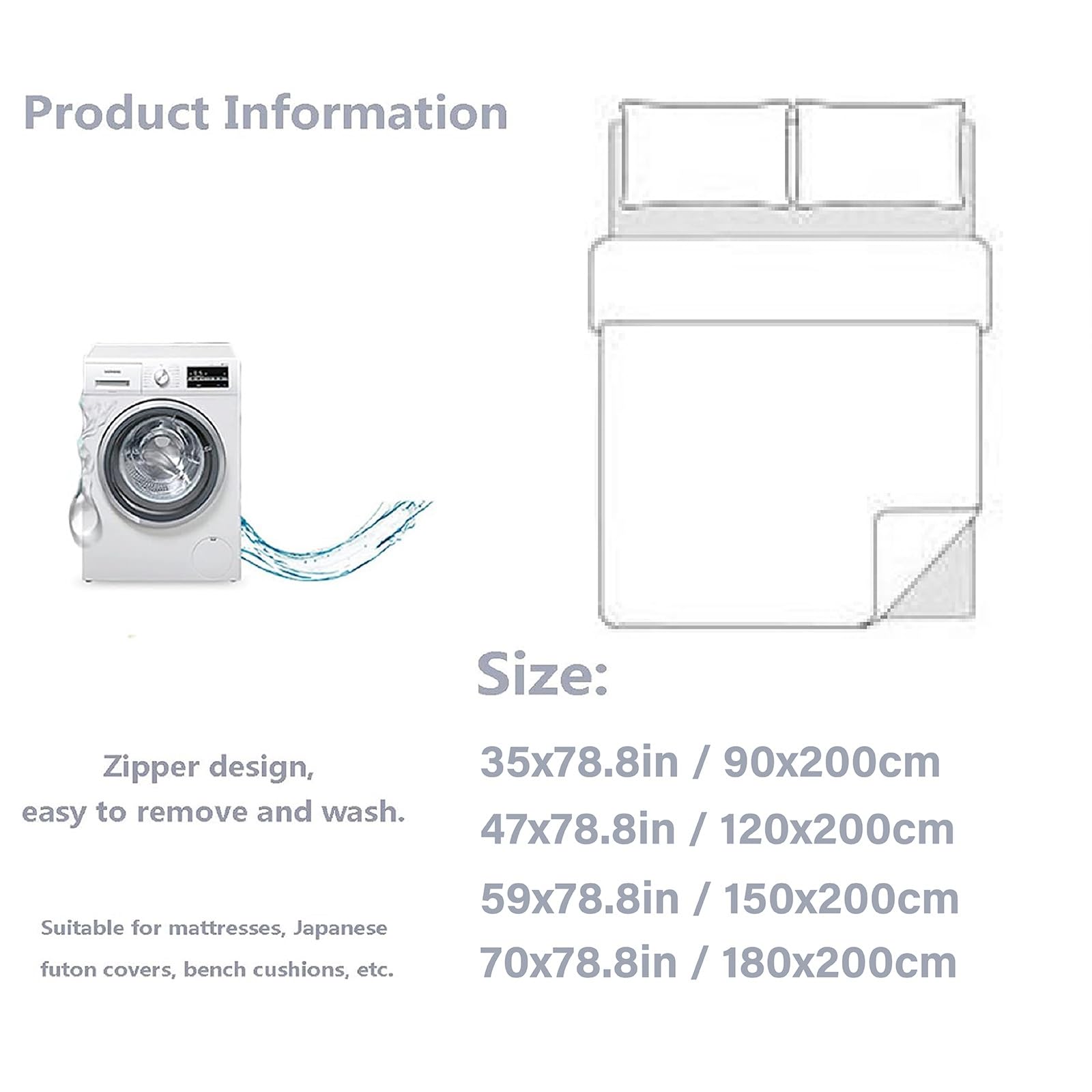 Japoński futon pokrowiec na materac w rozmiarze queen size, bawełna, pyłoszczelna podkładka podłogowa, ochraniacz do pokoju w akademiku, 120 x 200 cm, miękki i wygodny