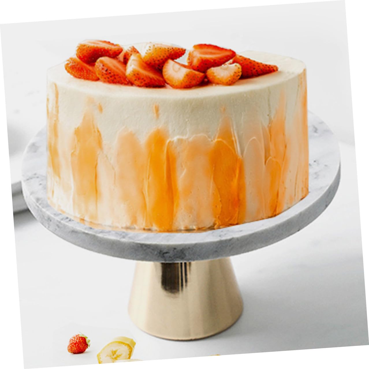 BESPORTBLE Présentoir en Marbre à Gâteaux Rond pour Desserts et Cupcakes