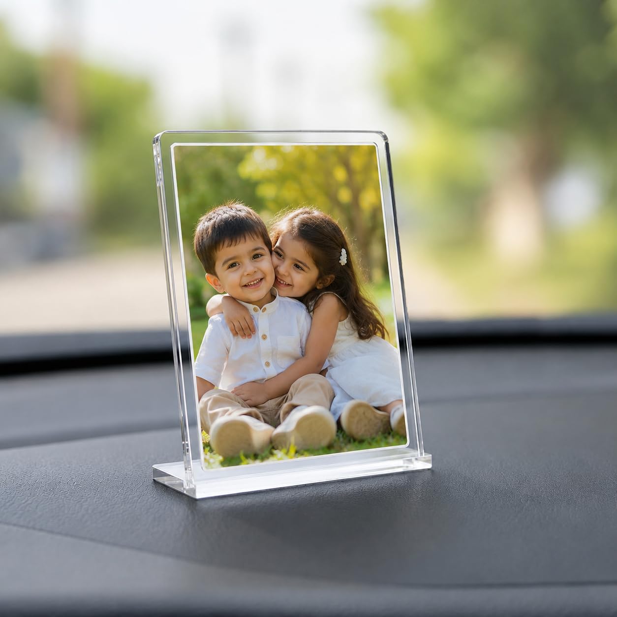 Customized Acrylic Car Dashboard Photo Standy | Personalized Photo Stand for Car Dashboard | 4 x 3 Inch Clear Acrylic Frame with Double Side Tape-image-19