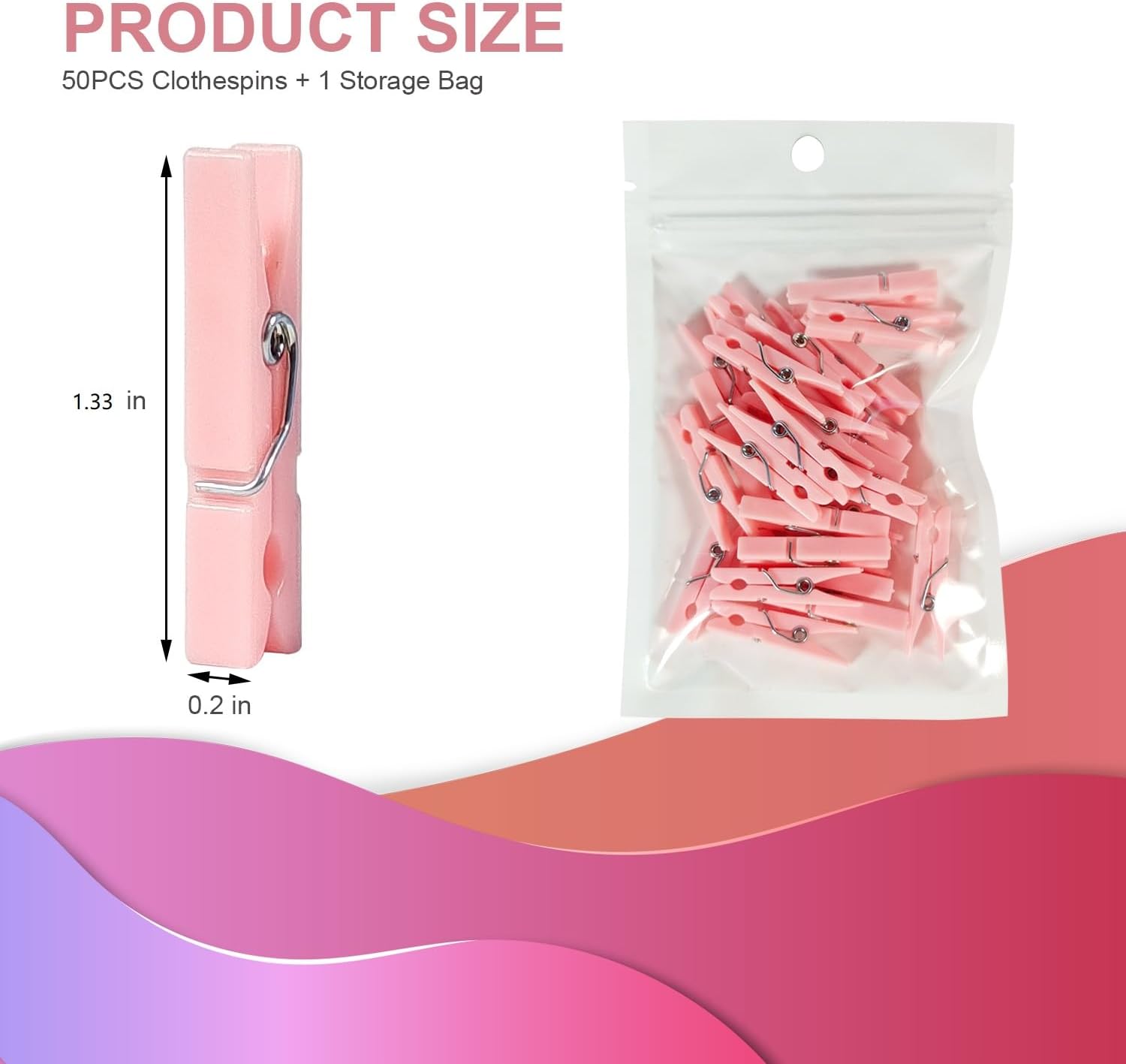 25 Pcs Baby Shower Games,Clothes Pins, Plastic Mini Clothespins,Pink1.33in