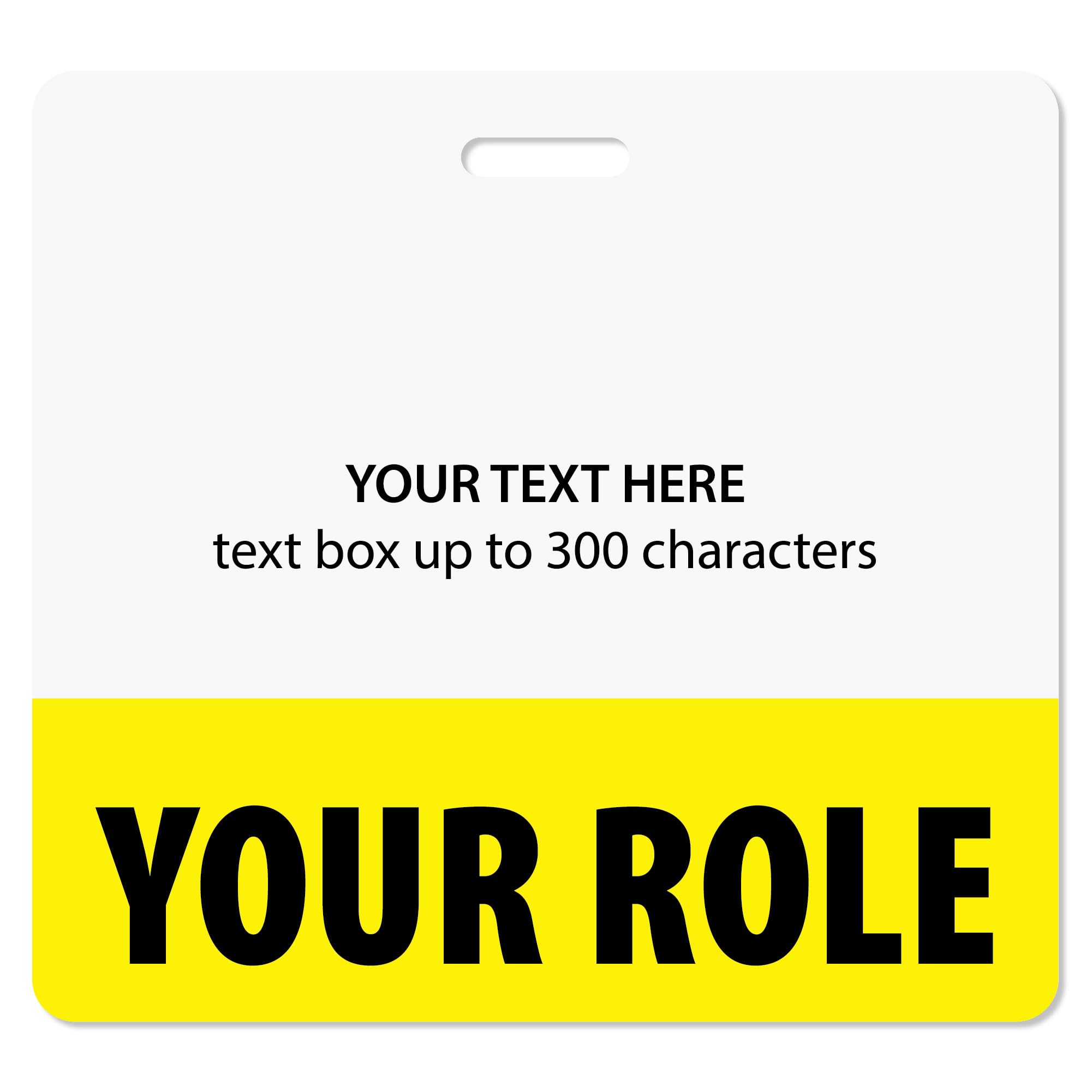 Custom Bright Yellow Badge Buddy (Horizontal) - Double Sided Backer Card - Durable and Water Resistant Great for Security, Trade Show, Visitor, Work