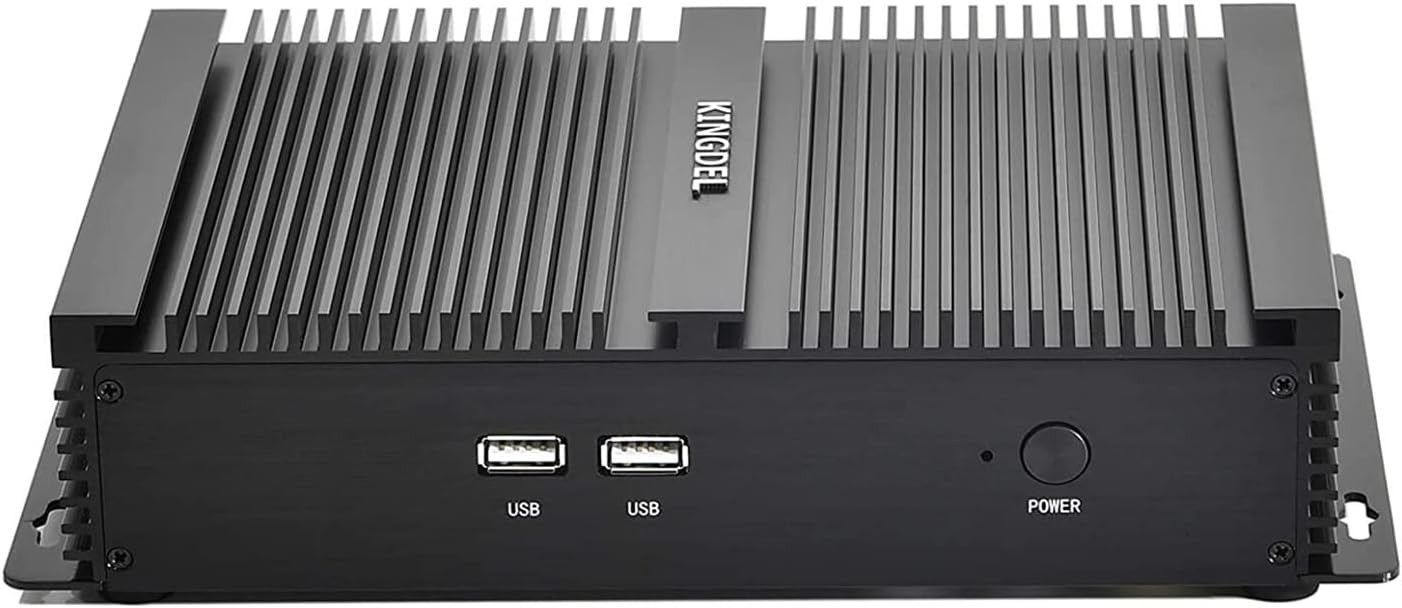 KINGDEL Fanless Mini Desktop Computer, i5 CPU Office Computer, 16GB RAM, 512GB SSD, 3280x2000@60Hz, 4xUSB 3.0, 2xCOM RS232, HD Port, VGA, WiFi, Silent Working