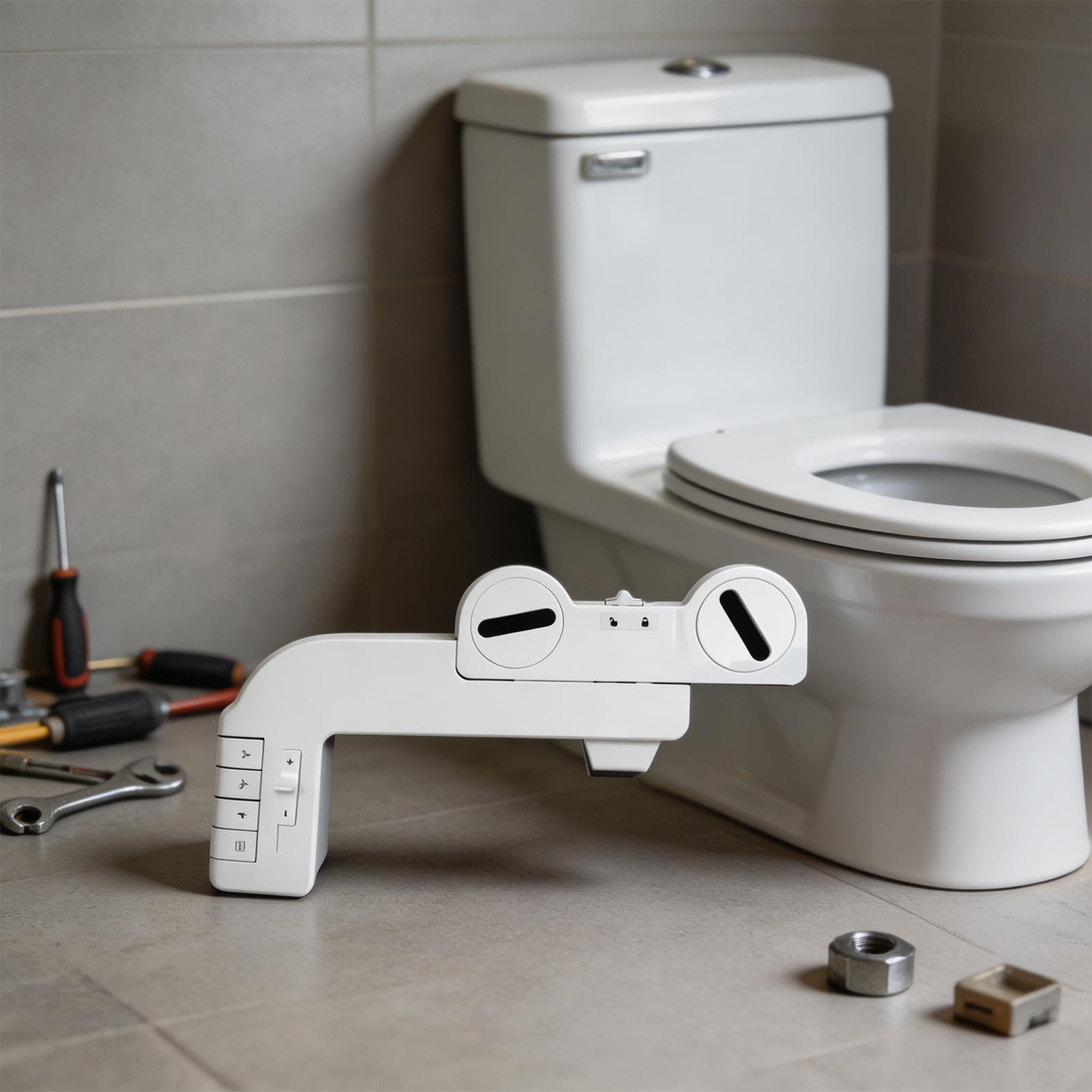 Podkładka bidetowa do toalety z dwoma wylotami i regulowanym ciśnieniem wody, w tym metalowy wąż ABS konstrukcja łatwa instalacja ręczny bidet posypka