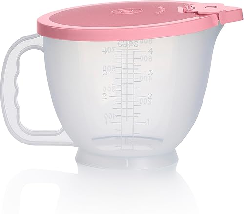 Miniatura 8 de Set de jarras Tupperware Classic Mix-N-Store en verde menta y rosa caramelo, apto para lavavajillas y sin BPA (2 tazones, 2 tapas)