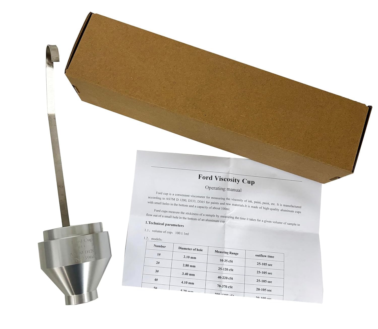 NO.4 Portable Viscosity Cup NO.4 Paint Viscosity Cup with Carrying Shelf Hole Diameter 4.10 mm Measuring Range 70-370 CST Outflow Time 20-105 sec