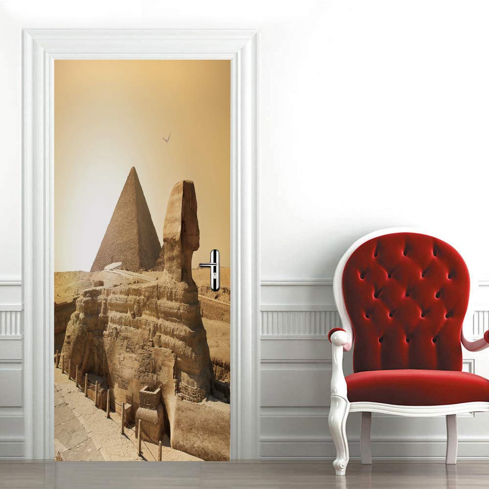 Papier peint de porte effet 3D égypte pour masquer les imperfections