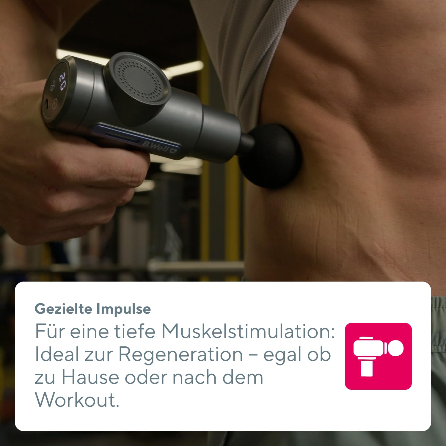 B.Well Swiss MED-450 Massagepistole, Elektrisches Muskel-Perkussionsmassagegerät mit 33 Geschwindigkeitsstufen, 4 Massageköpfen, 4h Akkulaufzeit, automatischer Abschaltung und USB-C-Ladekabel