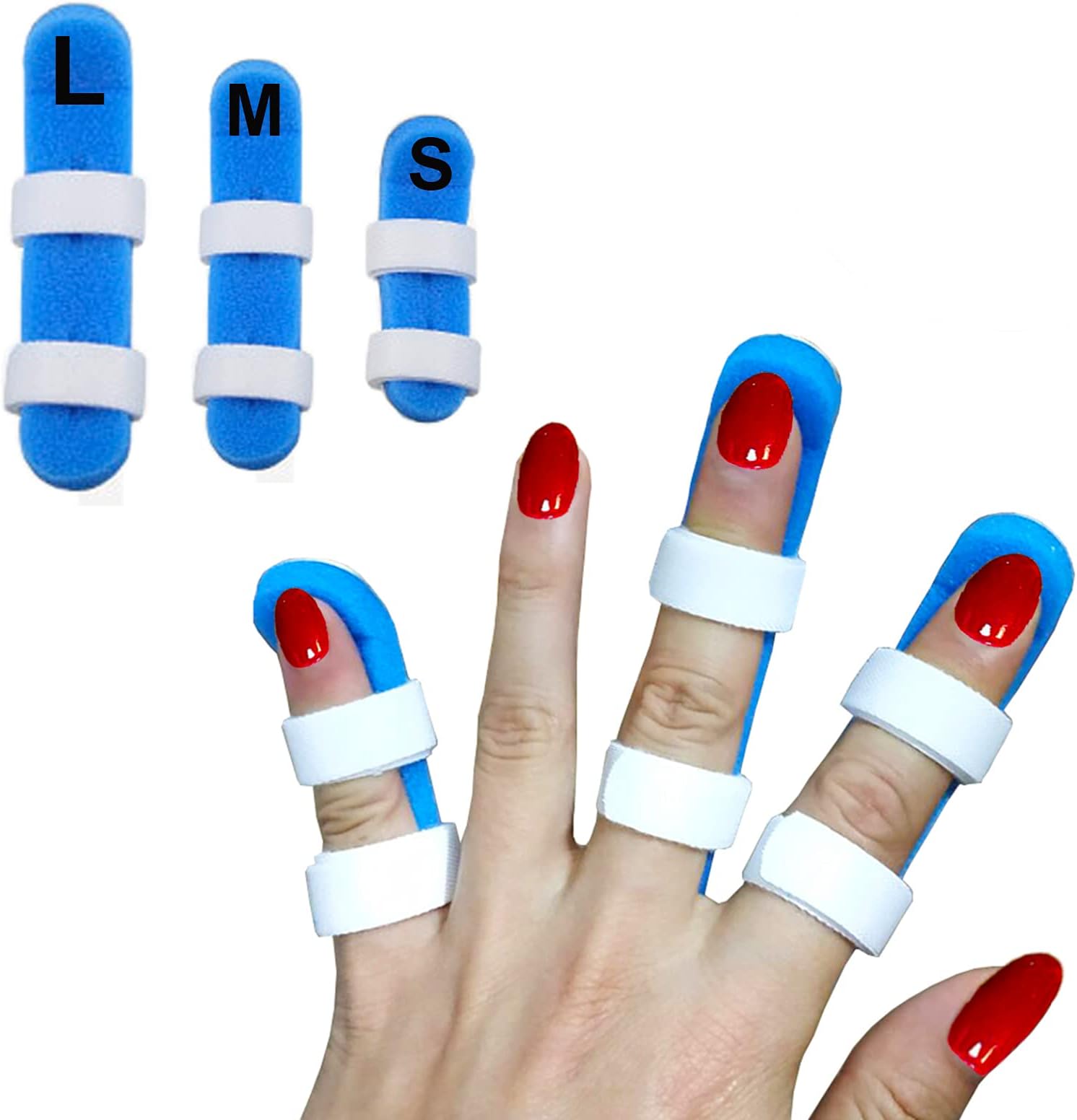 Finger Splints, 3-Size Pack Trigger Finger Brace Support, Mallet Finger Splints for Finger Broken, Sprains, Jammed, Fractured Fingers