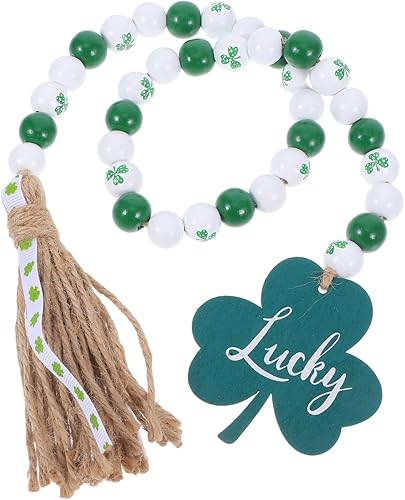 Ciieeo Cuentas del día irlandés, decoración de celebración del día irlandés, guirnalda de cuentas de madera para el día de San Patricio, guirnalda