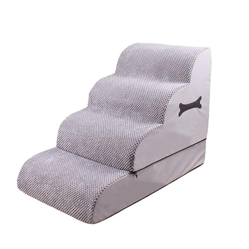 xixining 犬 階段 犬スロープ階段 ドッグステップ 犬用 3段 ペット用 滑り止め 怪我防止 洗えるカバー 取り外し可能 ペット用品 小型犬 室内犬 高齢犬 介護用 耐久 (4層,ダークグレー)