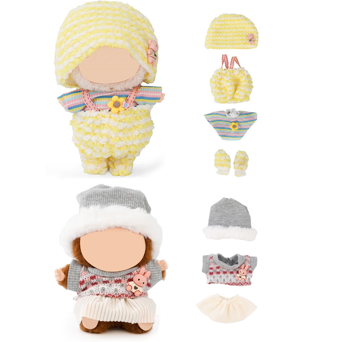 (2 Pack) XMBYGY Clothes for Labubu (for 17/15cm Standing/Sitting Doll) (NO Doll) - Clothes Accessories Dress up for Dolls Included Figures Clothes Skirt and Hat for Girls and Woman (LB15+LB29)