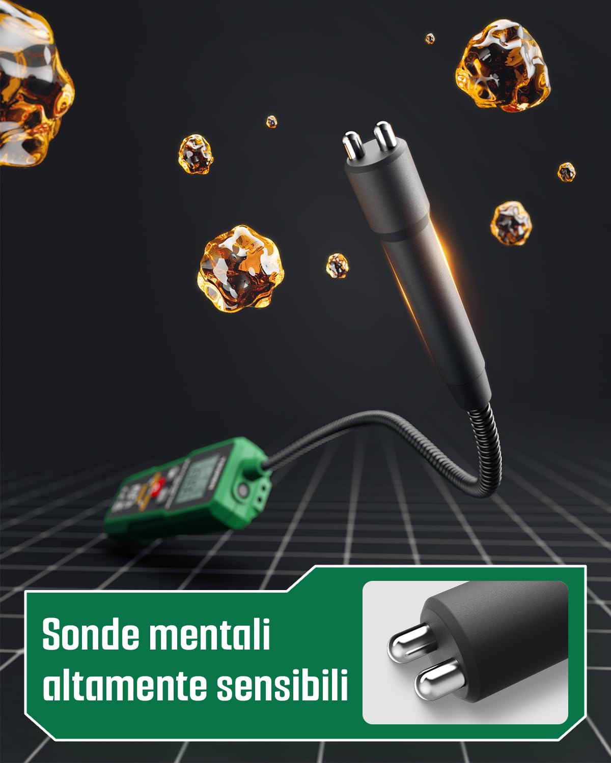 TESMEN TBF-300 Tester Liquido Freni Sonda Flessibile 8,5" Torcia Integrata Allarme Retroilluminato Compatibile DOT3 DOT4 DOT5.1