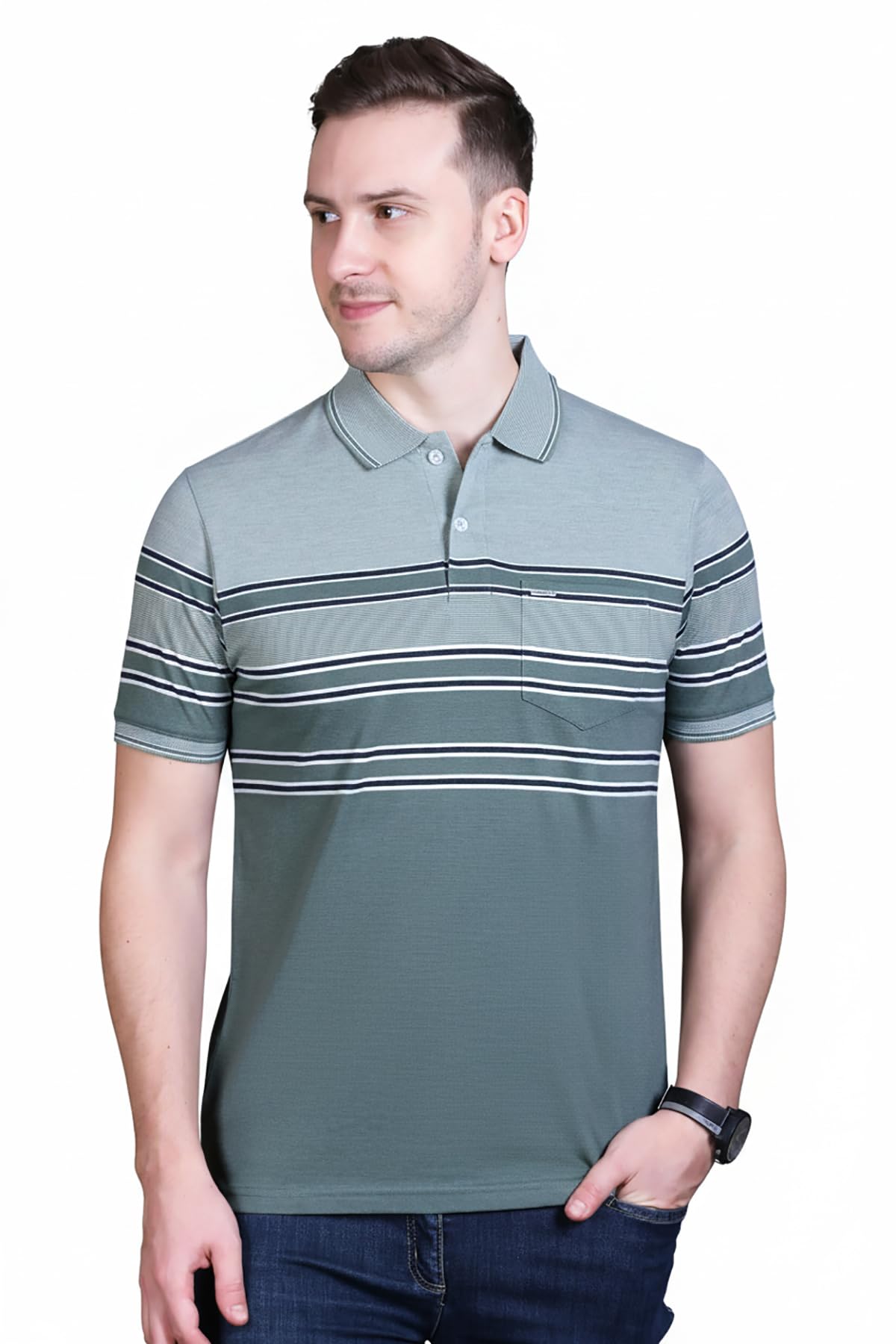 godfrey Vertical Striped Tshirt Shirts Men Cotton Polo T Shirt for Man- Regular Fit Half Sleeve Collar T Shirts for Men-picture-48