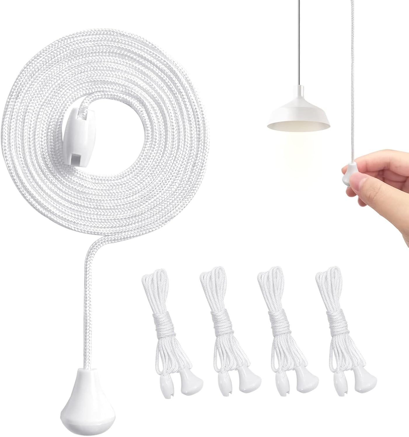 Ainkou 4pcs White Light Pull Cords Nylon Replacement Pull Cords String