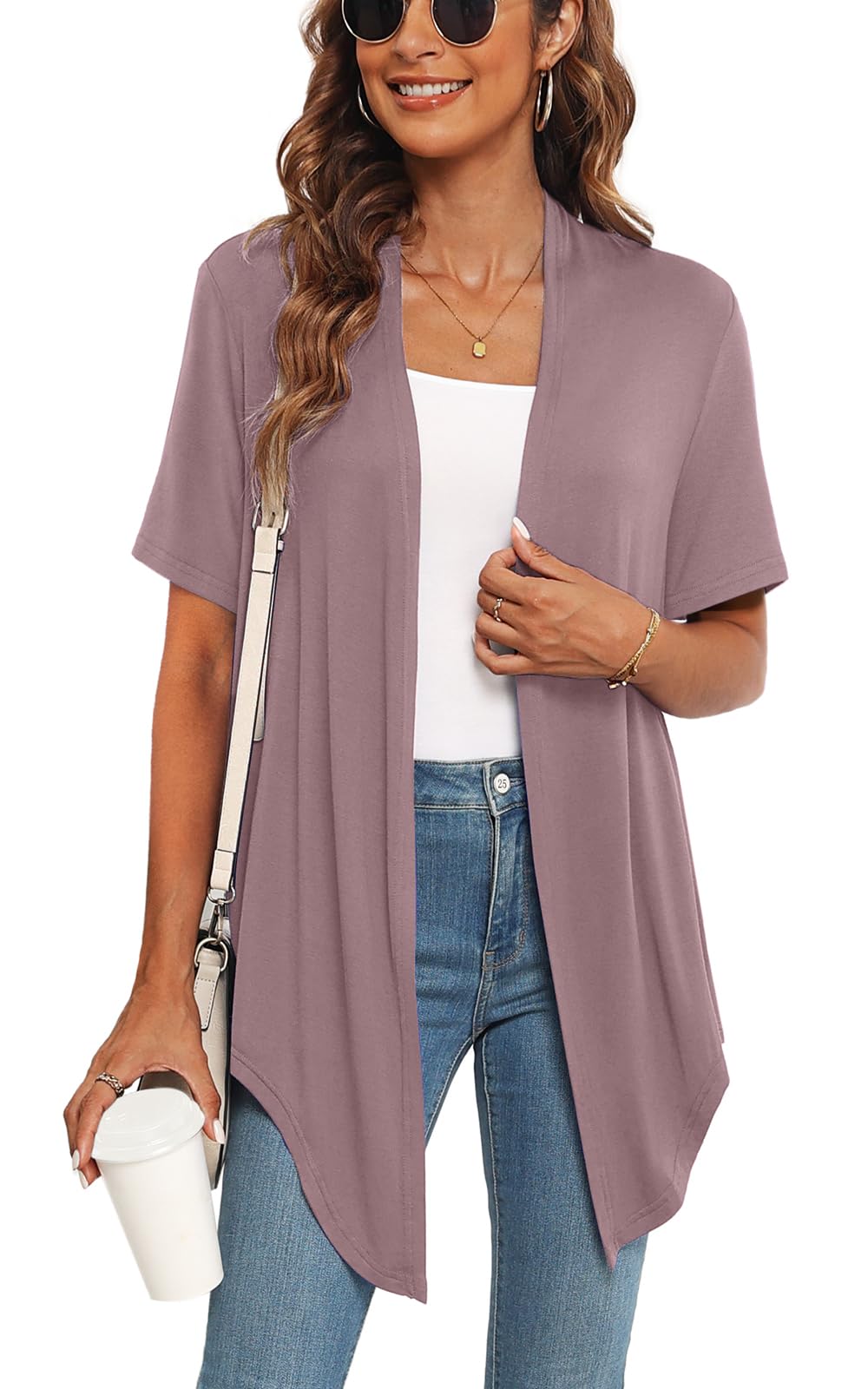 Veryoung Women's 2026 Casual Short Sleeve Cardigan Front Tie Lightweight Summer Casual Open Front Cardigans