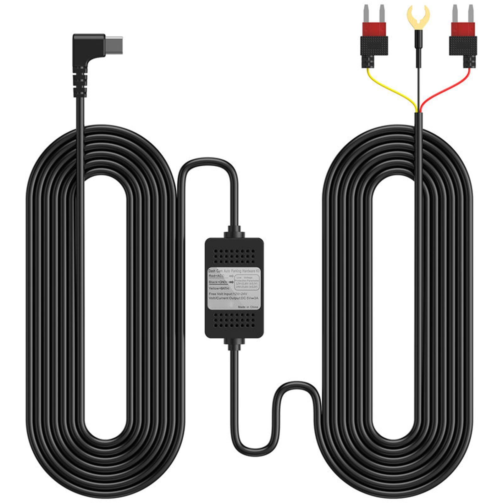 USB C Dashcam Hardwire Set with Low Voltages Protections Overload Overcurrent Protections for Safe and Stable Use