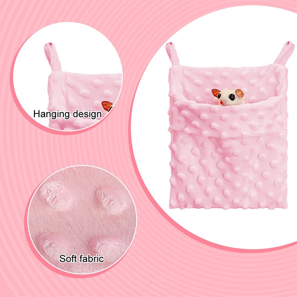 DONGKER Sacco a Pelo per Piccoli Animali, Letto per Criceti con 2 Ganci, Nido Amaca Caldo per Petauri dello Zucchero, Porcellini India, Furetti, Ratti, Ricci