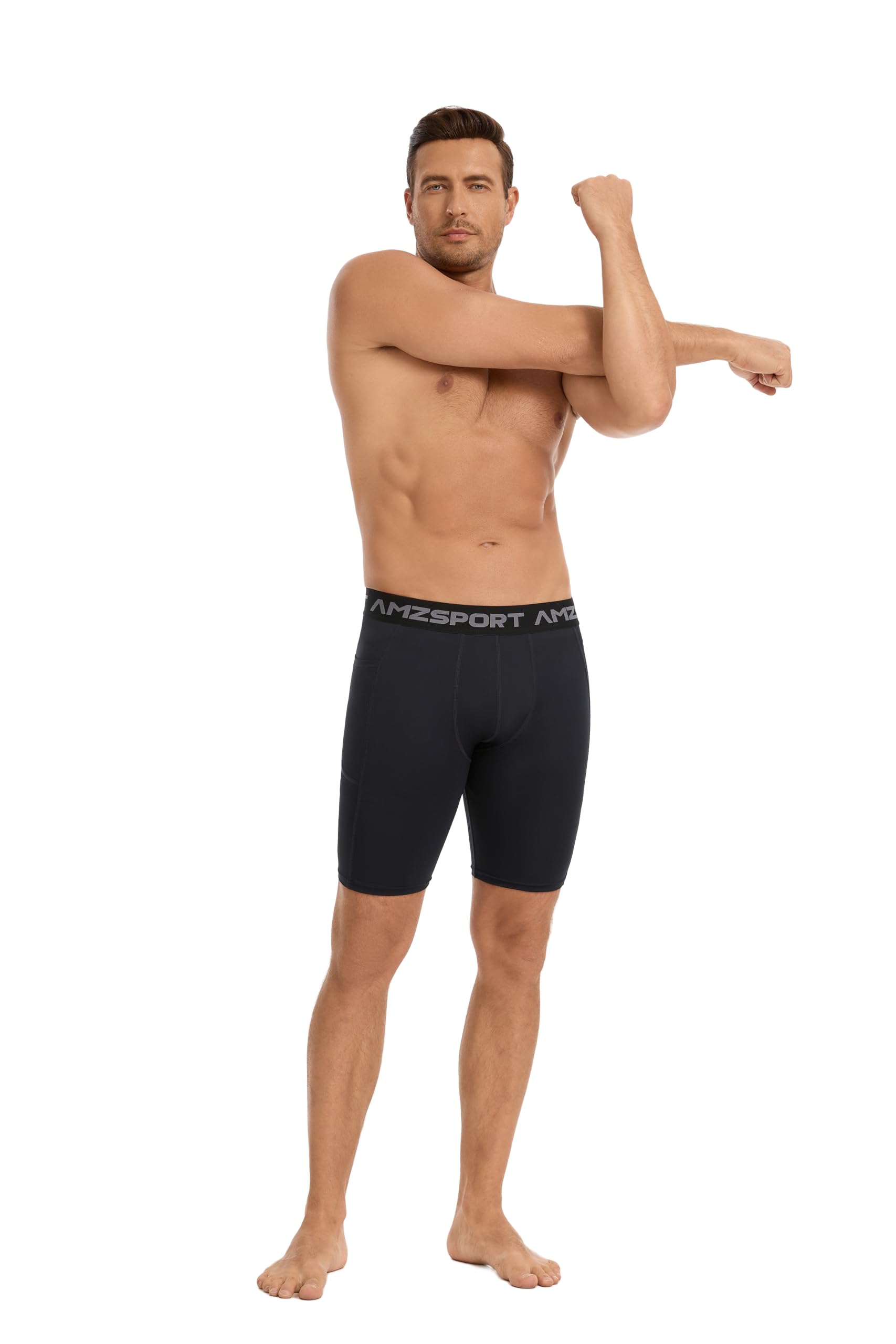 AMZSPORT Pantalones Cortos de Compresión para Hombre Pantalones Deportivos Secos y Frescos Pantalones Cortos de Entrenamiento