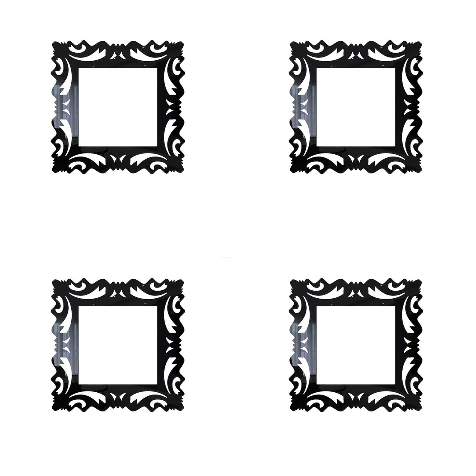 SEFGRYMU 4PCS 15x15cm Mirror-Effect Switch Frame Stickers, Stylish Wall Decor for Living Rooms, Shops & Household Spaces(Black)