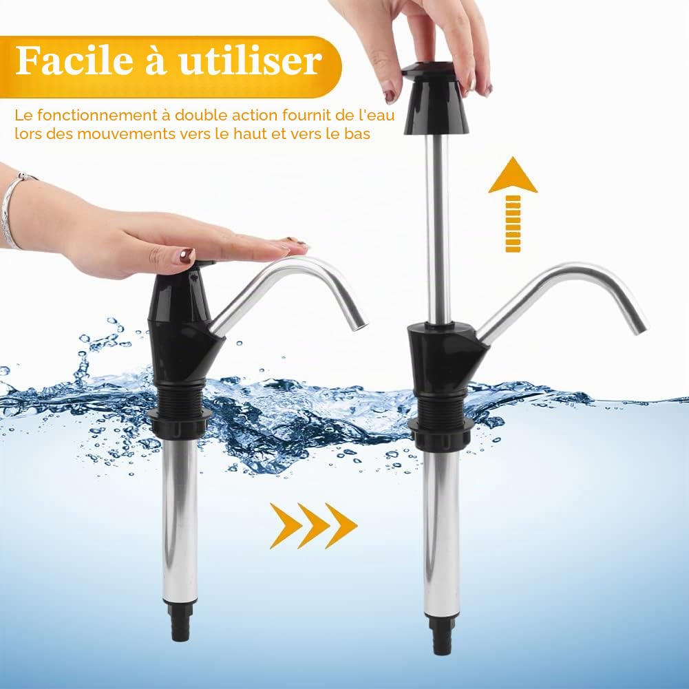 Robinet de pompe à main pour évier, évier, évier, pompe à main double action pour camping, remorque, camping-car, véhicules de travail (noir)