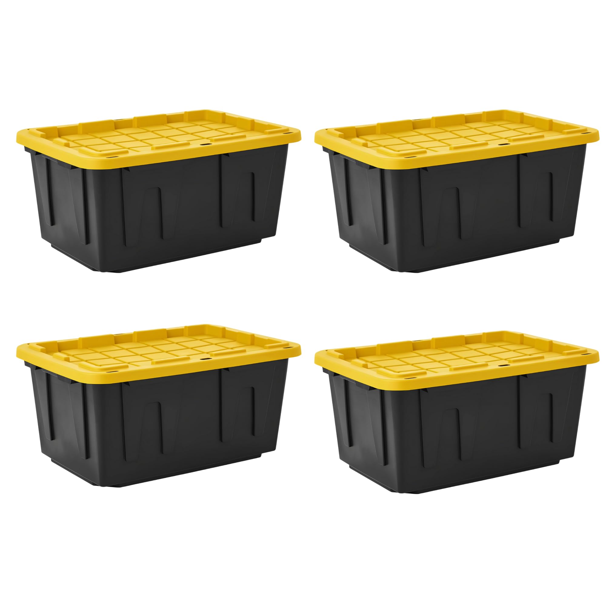 4-Pack Heavy Duty Storage Totes with Lids, 27 Gallon - Stackable Plastic Storage Bins, Industrial Organizer Containers for Garage, Closet, Basement, Office, Moving & Outdoor Storage (4pk, 27 Gallon)