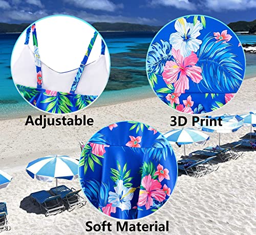 Image of YUEGOO Girls Swimsuits Bathing Suit One Piece 3D Printed Ruffle Beach Swimwear 2-9T (as1, Age, 7 Years, D-Blue Floral)