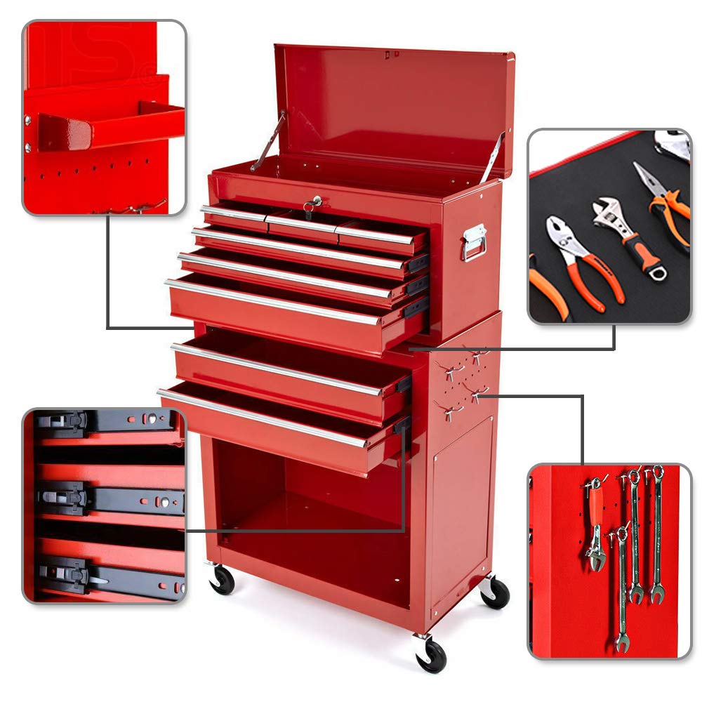 Buy 8Drawer Rolling Tool Box Tool Chest with 4 Wheels High Capacity