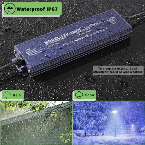 Image of 12V 100W LED Driver IP67 Waterproof 12V 8.3A 100W Power Supply Transformer