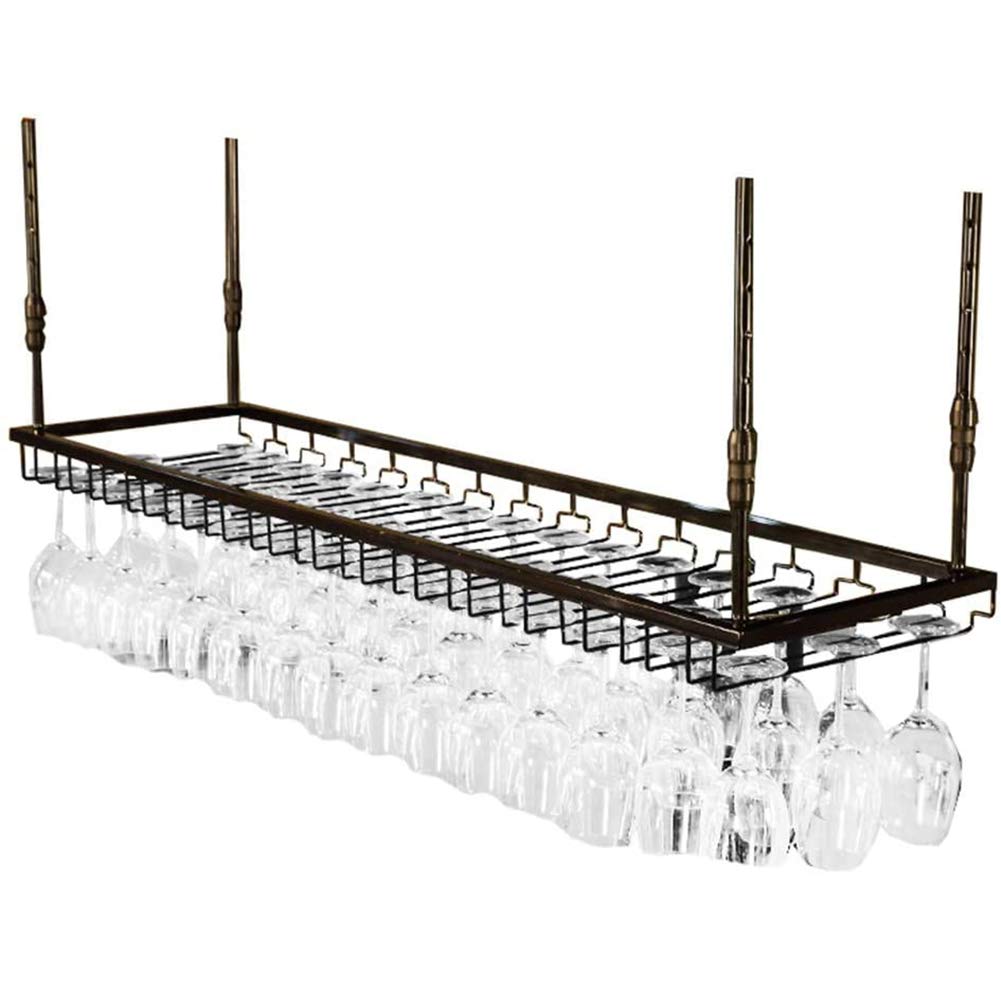 Casier à vin suspendu noir 150x40cm WLXW porte-gobelet vintage pour bar