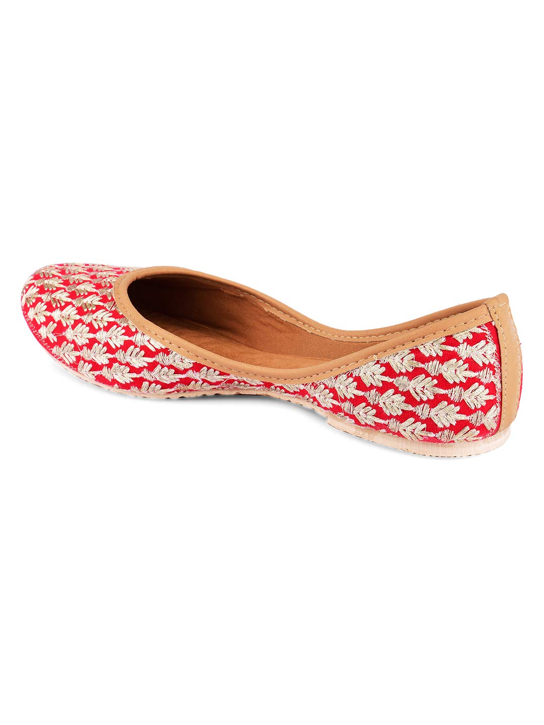 Desi Colour Women's Red Juttis - 7 Uk 2
