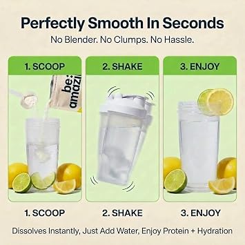 BE AMAZING Clear Vegan Protein Powder with Electrolytes 10g Pea Protein, No Added Sugar, Prebiotic Fiber, Coconut Water, Gluten Free, Dairy Free, Non-GMO Lemon Lime, 20 Servings