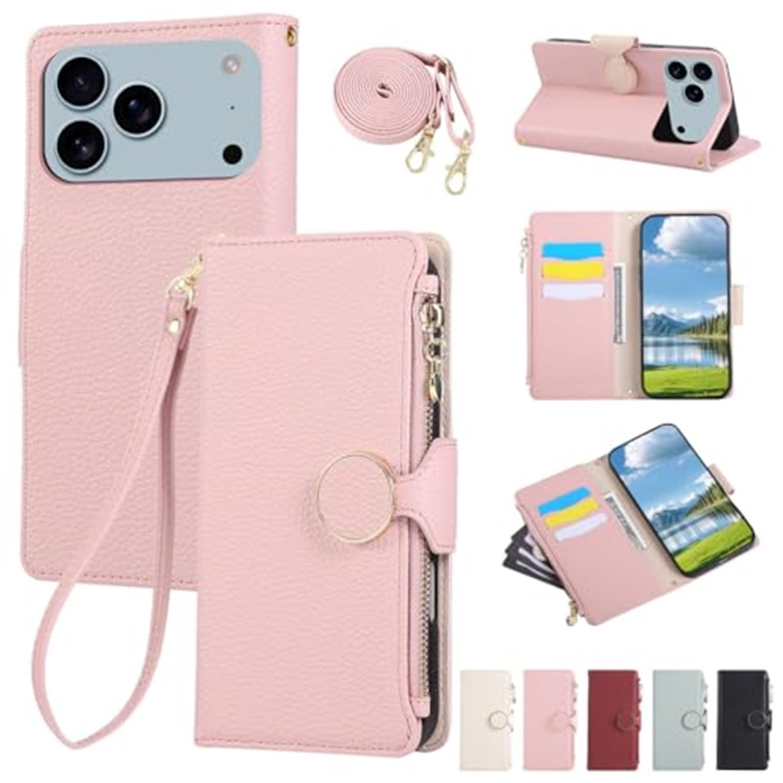 Generico Etui na iPhone 17 Pro Max/17 Pro/17 Air/17, etui na zamek błyskawiczny Shell ze smyczą do noszenia etui (zielony, 17 Air)