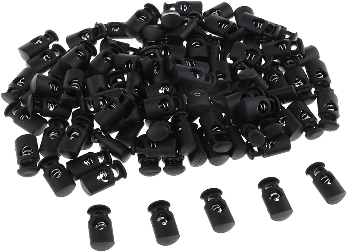 Plastic Cord Lock 1000pcs Black Plastic Toggle Spring Clasp Stop Single Hole String Cord Locks for Drawstring