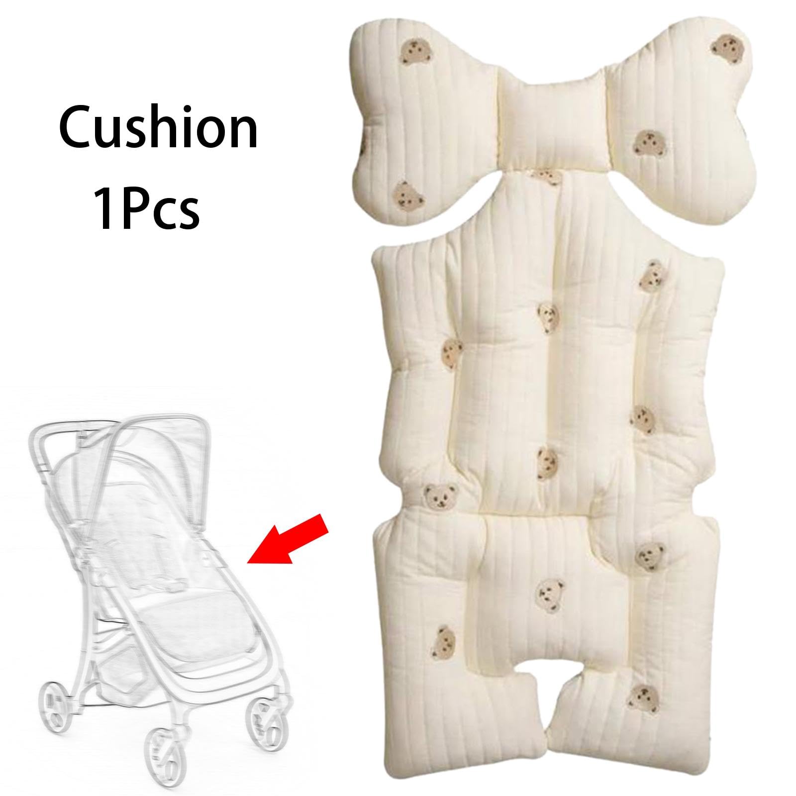 predolo Cojín para Cochecito de Bebé, Accesorios para Cochecito de Bebé, Cojín para Asiento de Cochecito de Coche Transpirable, oso