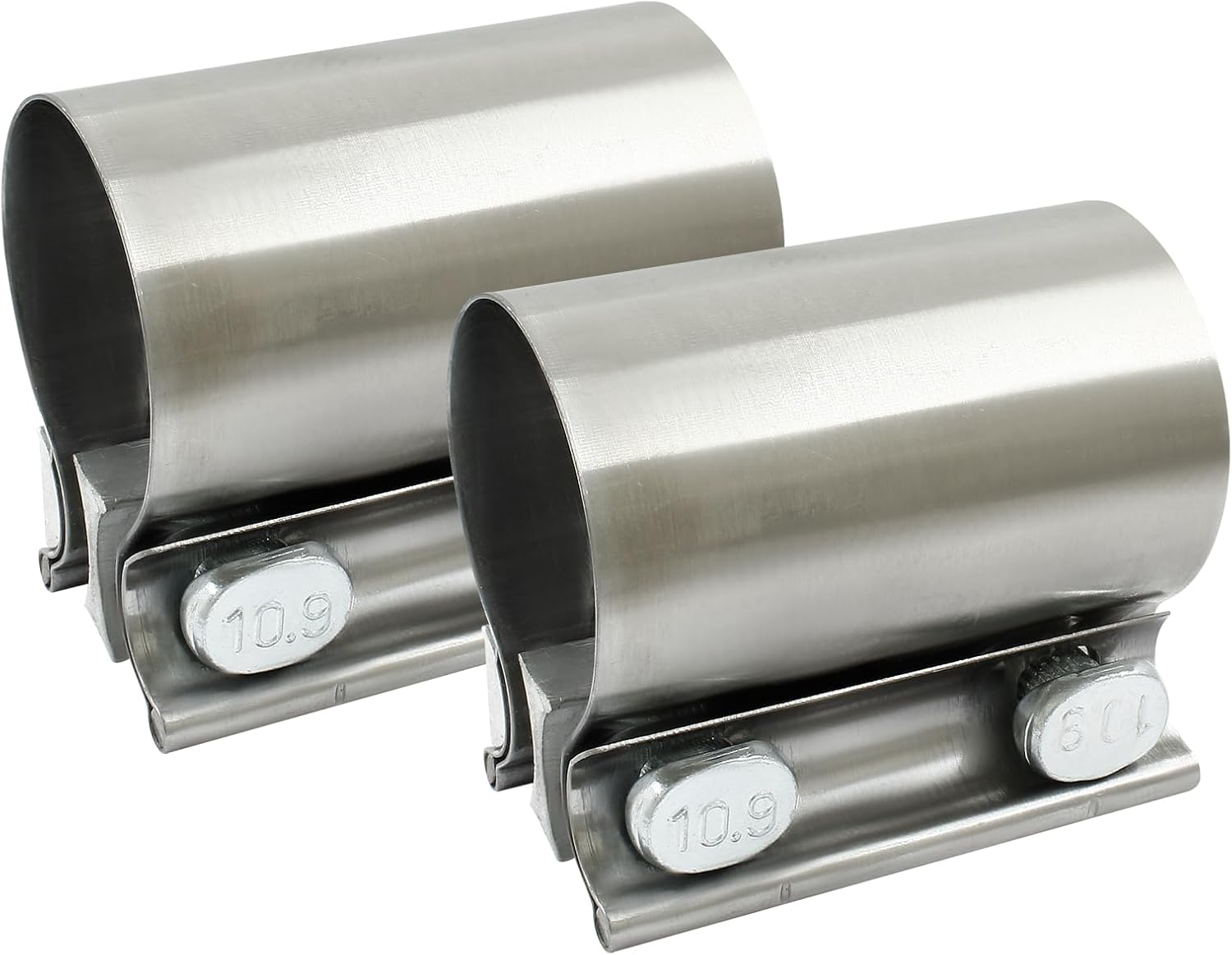 1-3/4'' Exhaust Clamp，Heavy Duty 304 Stainless Steel Lap Joint Exhaust Pipe Seal Band Clamp,Repair Clamp Sleeve Coupler for Emergency Pipe Repair,Pack of 2