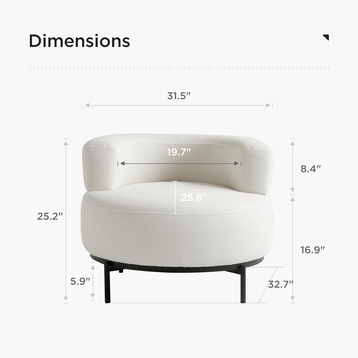 Acanva Modern Accent Chair with Wool-Like Fabric Metal Legs, Reading Leisure Single Sofa for Living Room Bedroom Waiting Room, Armchair