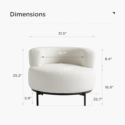 Miniatura 2 de Acanva Silla decorativa moderna con patas de metal de tela similar a la lana, sofá individual de lectura para sala de estar, dormitorio, sala