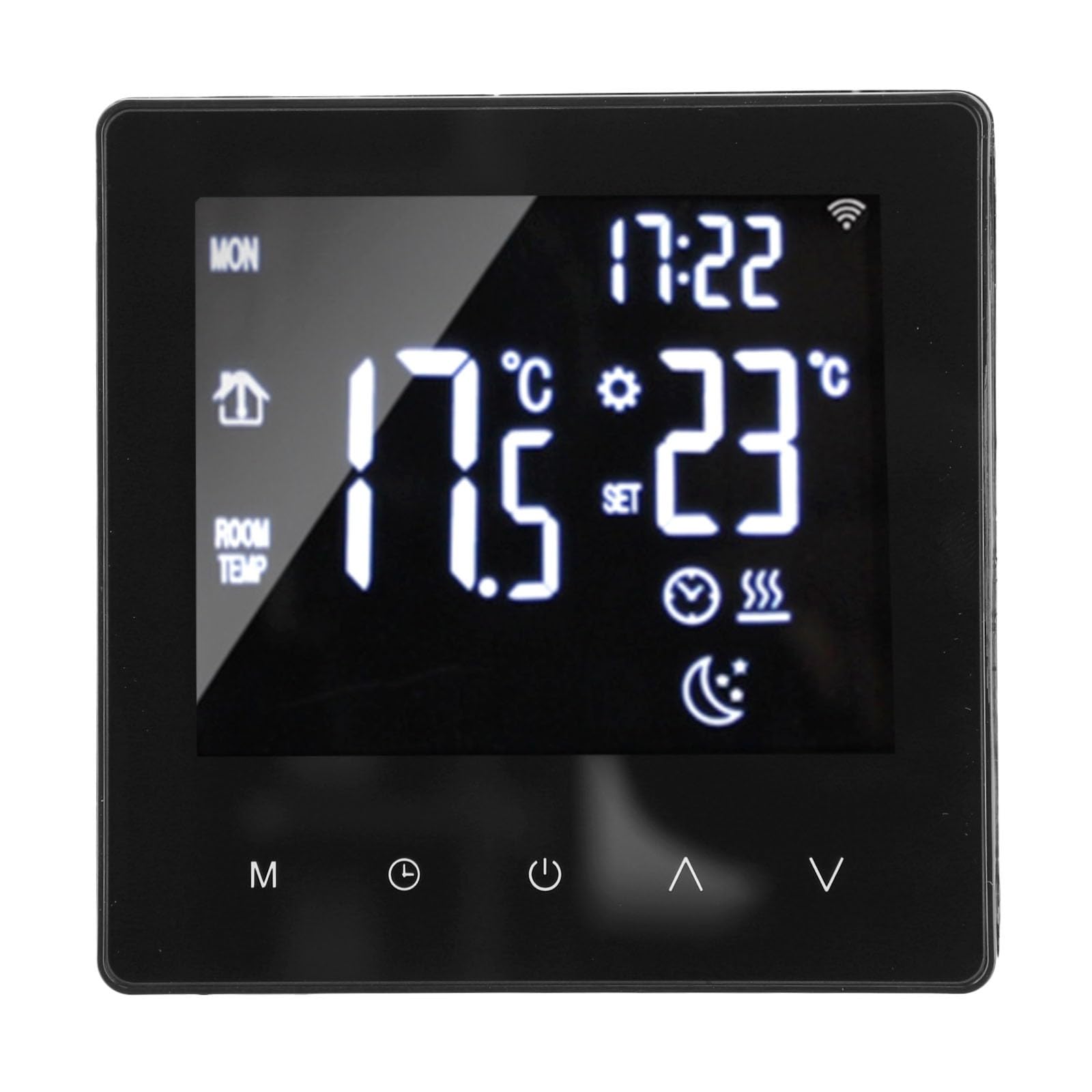 Termostato digitale programmabile per Hting domestico, abilitato con controllo app (Wisen/Tuya), 0,1 °C, sensore interno e pavimento, IPx2 nominale, CA 110-220V, carico 16A