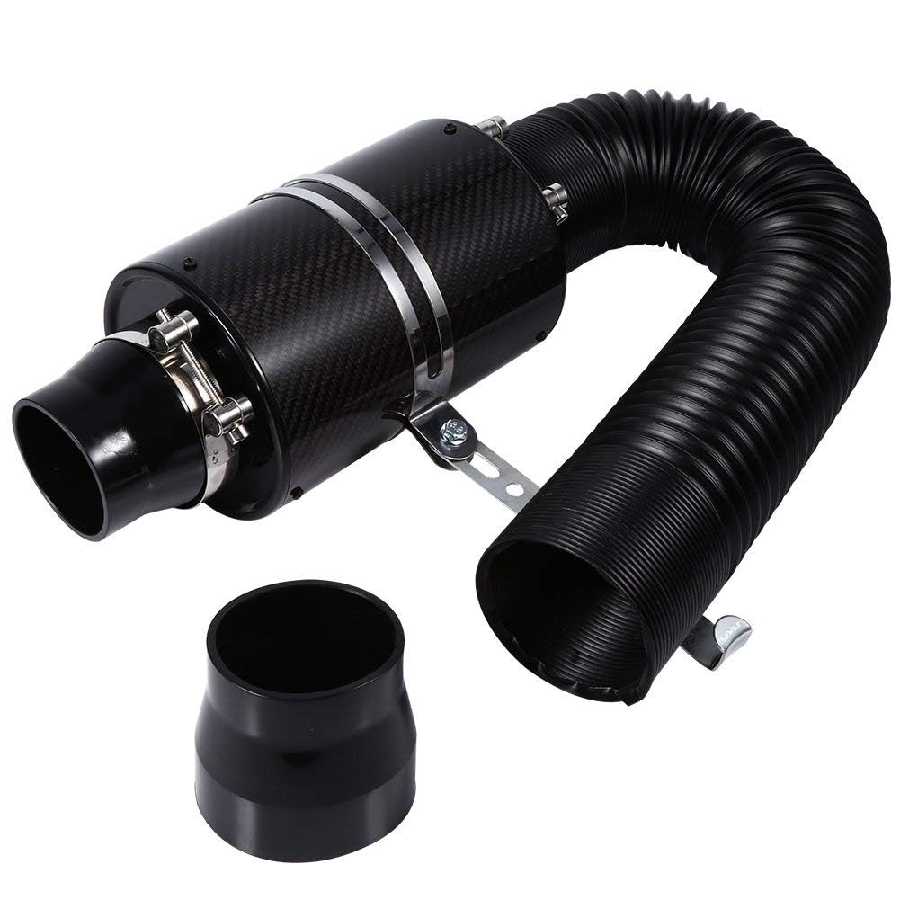 Kit di aspirazione aria fredda, filtro dell'aria sportiva per auto, set di filtro ad aria fredda in fibra di carbonio per auto, 7,6 cm, filtro ad aria in fibra di carbonio, kit di alimentazione con