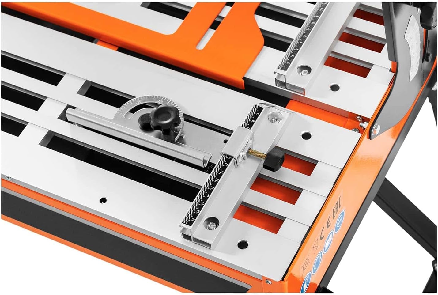 Close-up of Norton TR202 Tile Saw Cutting Table and Guides