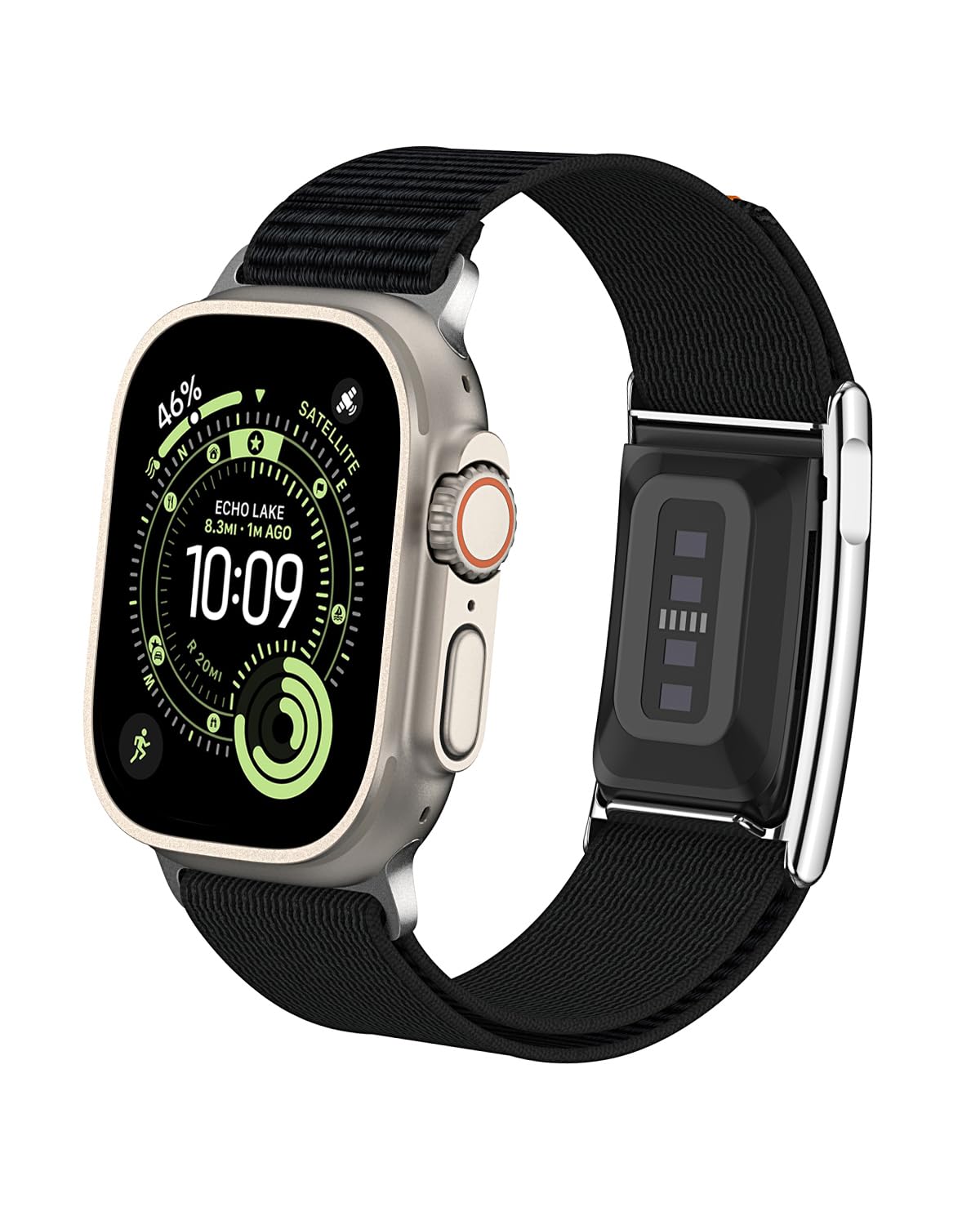 Nylon Sport Band Compatible with Whoop 5.0 Apple Watch Combo Band, Adjustable Fitness Wristband with Metal Bumper Case for Whoop 5.0/ MG One Peak LIFE & iWatch 44/45/46/49mm