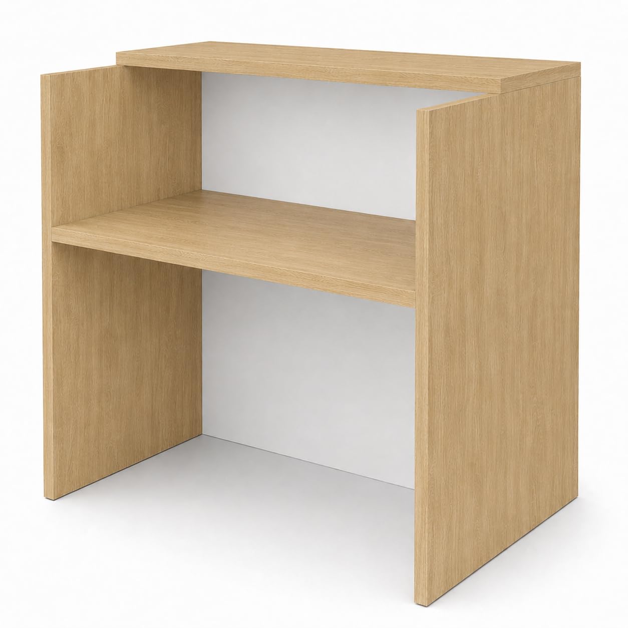 Genérico OFILIKE. Mostrador de Recepción para Oficina, Mesa Mostrador de Melamina 25 mm, Roble con Frontal Blanco (140cm Ancho)