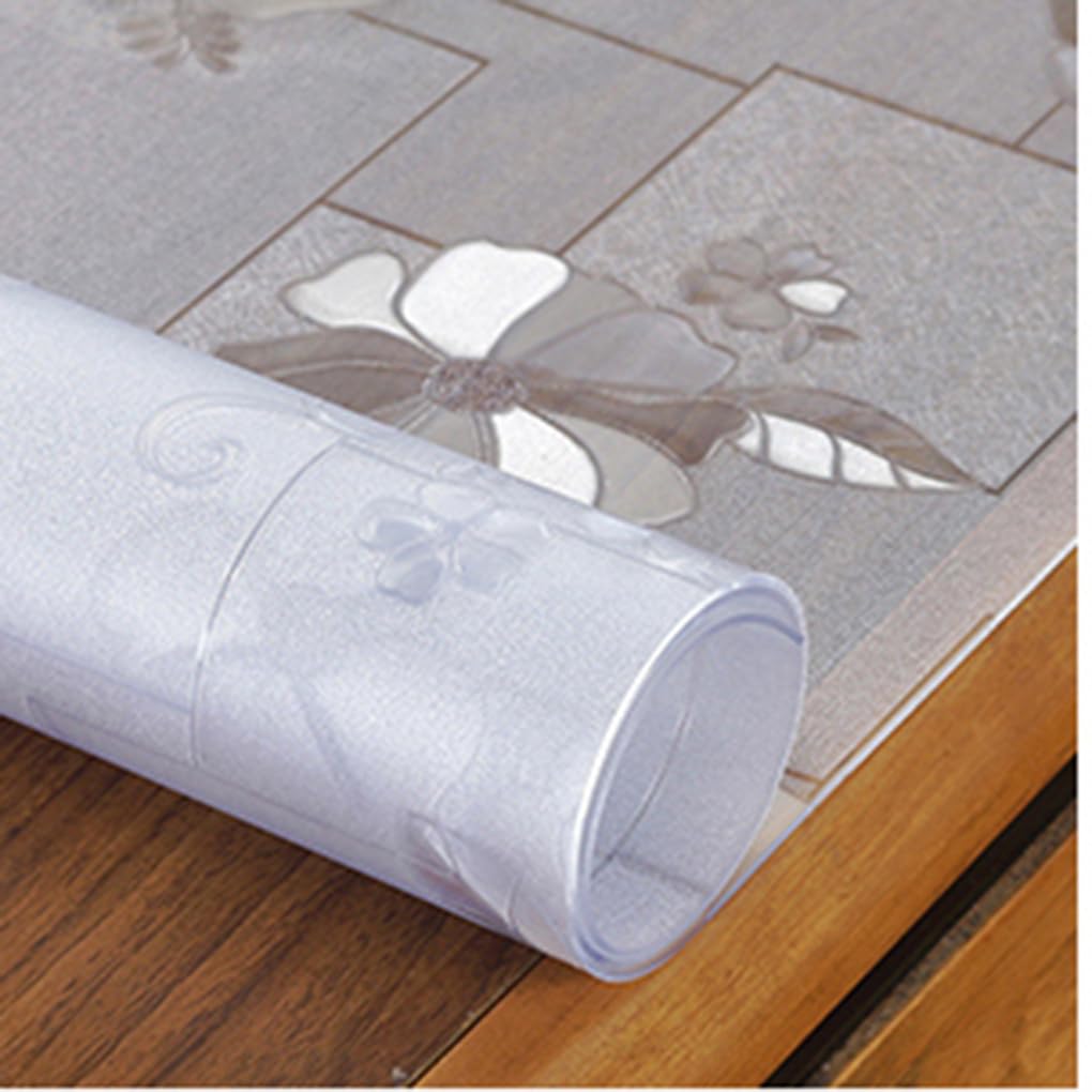Tischschutz mit Blumen Bedruckt Dicke 1.5mm,Transparente Matt Tischfolie abwischbar,Gefrostet Tischdecken rutschfeste,Schreibtisch Ölbeständig,Tischmatte Durchsichtige Wasserdicht (A,70x120cm)