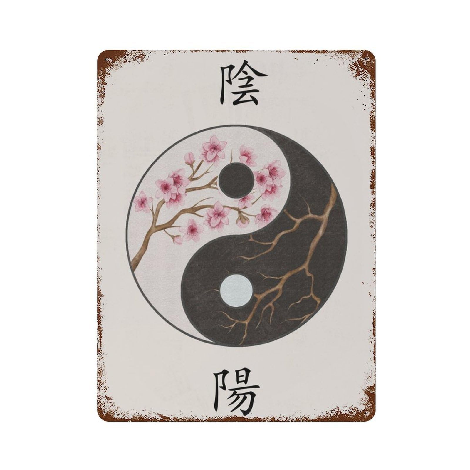 Garage Style Yin Yang Summer Winter Decorative Tin Sign 15.7"x11.8", Farmhouse Wall Decor for Bar And Workshop