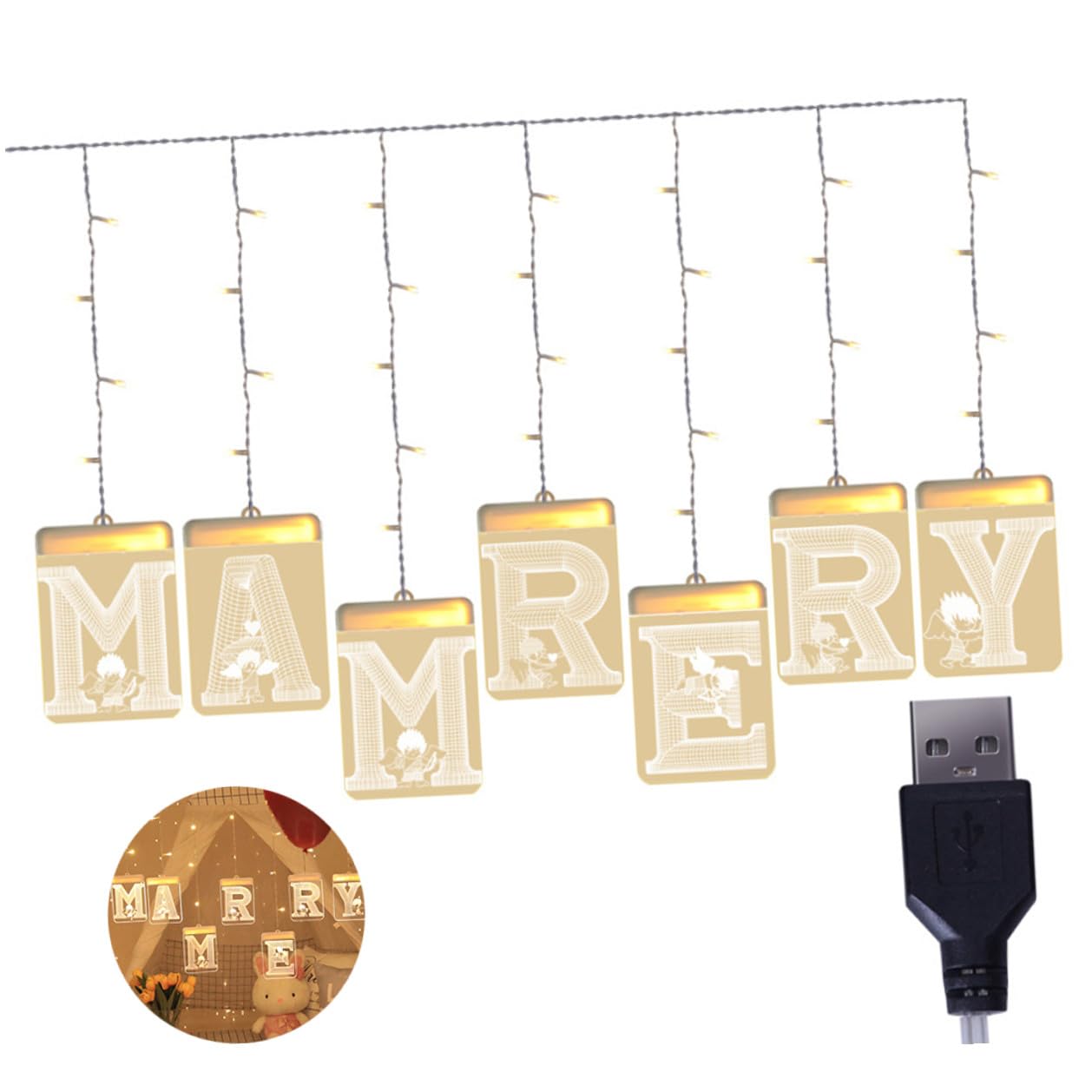Heirate Mich LED Lichterkette mit USB Anschluss für Antrag