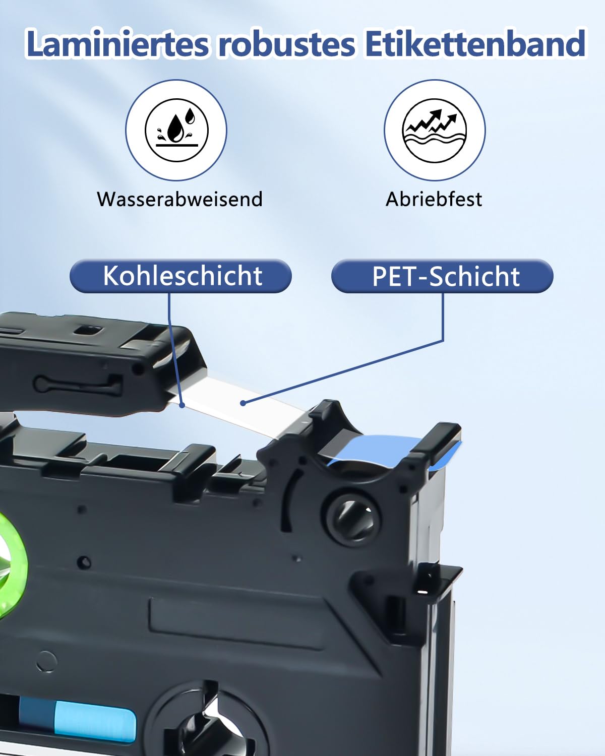 Cruxer 20er-Pack Kompatibel mit P-touch TZe-525 TZe525 9 mm Laminiertes Etikettenband, Weiß auf Blau, Ersatz für Ptouch PT-H110 H100 H105 P300BT E110 D200 D210 D400 1230PC Etikettendrucker