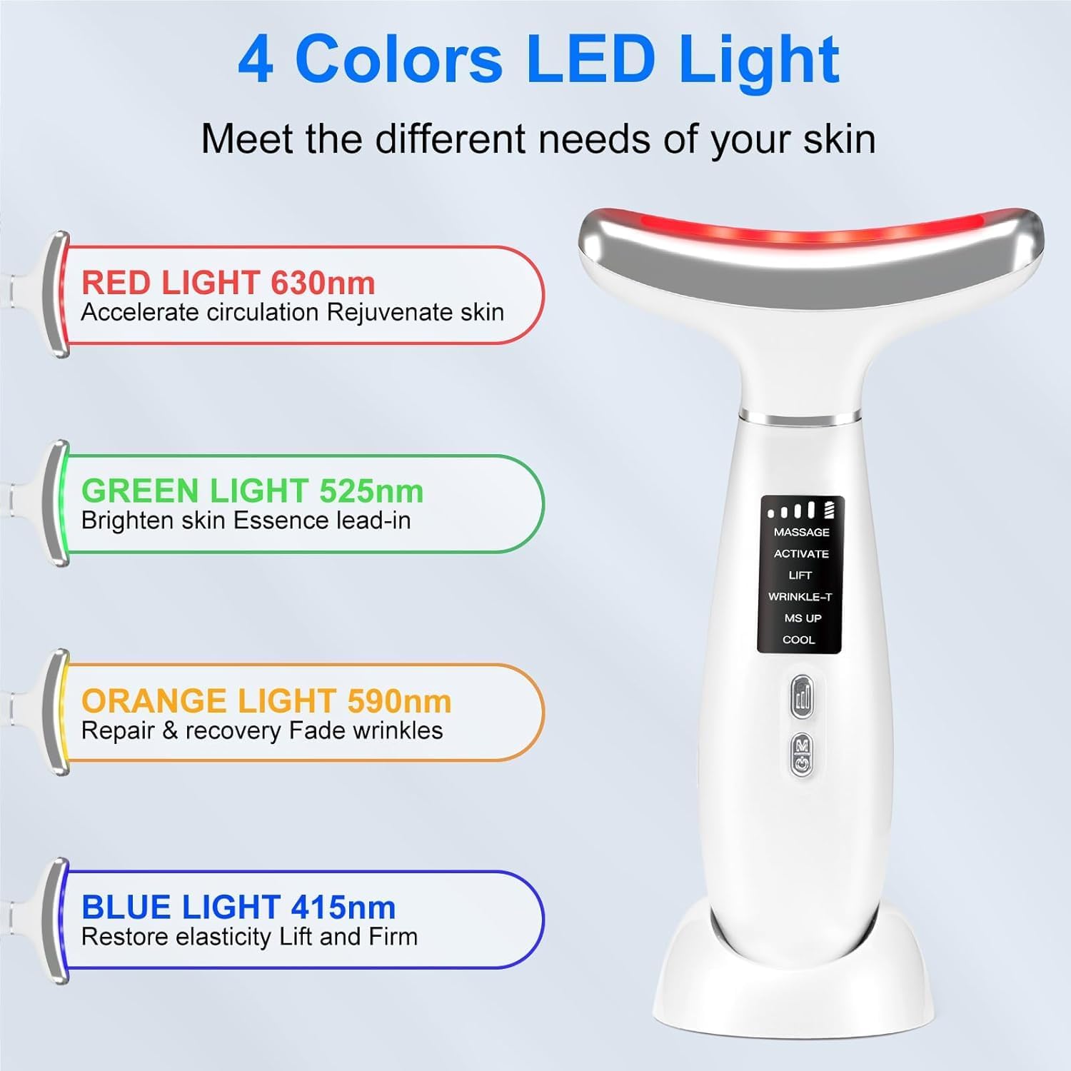 Red Light Therapy for Face, Facial Massager, Skin Care Device for Anti-Aging, at-Home, Lifting & Tightening Loose Skin (Pearl White)