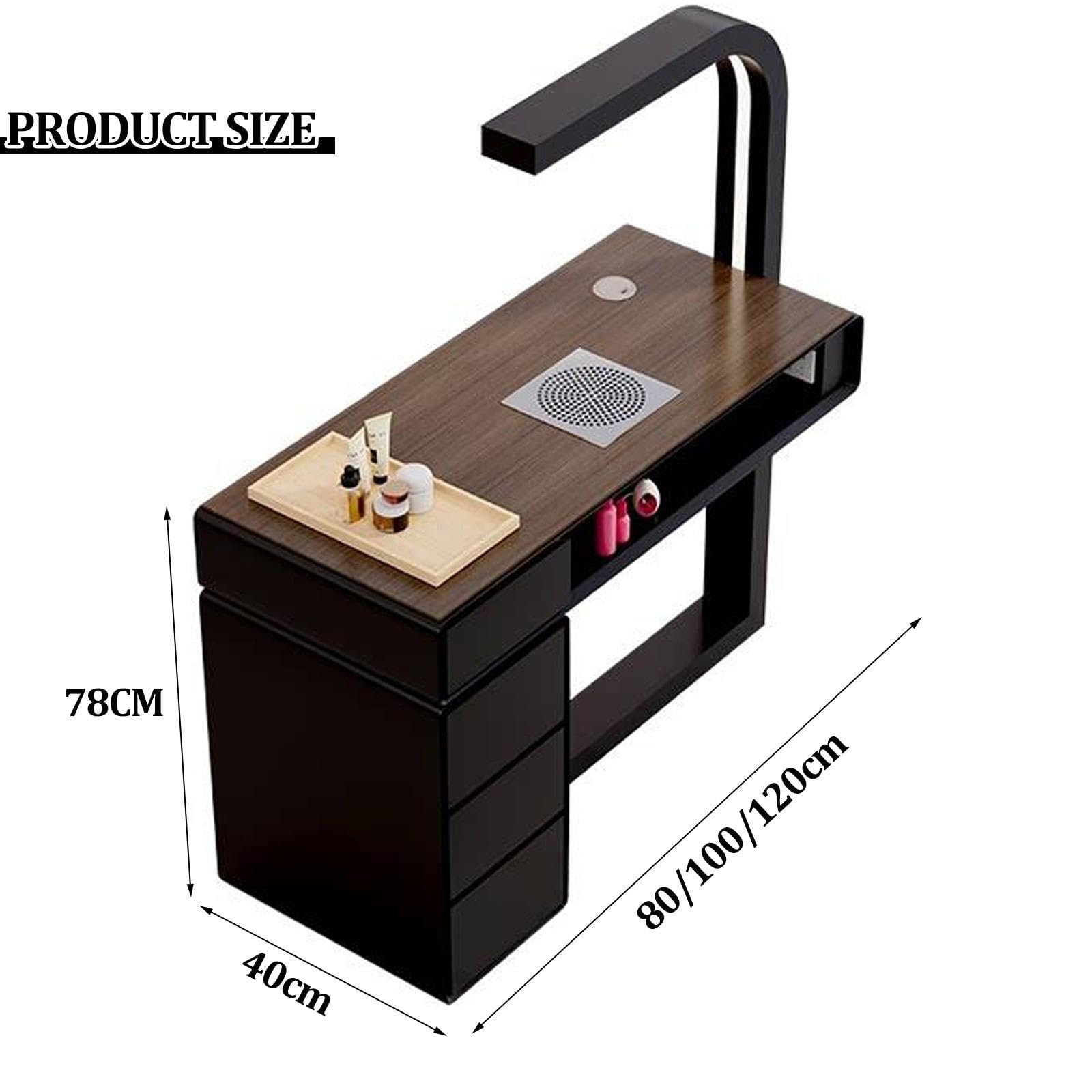 Tavolo per manicure moderno, scrivania 2 ripiani in legno per onicotecniche